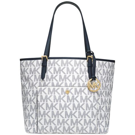 michael kors sea blue and white bag|Michael Kors blue tote bag.